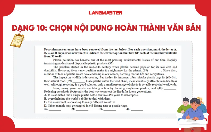 Dạng 10: Chọn nội dung hoàn thành văn bản