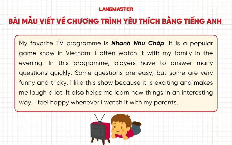 Bài mẫu viết về chương trình yêu thích bằng tiếng Anh