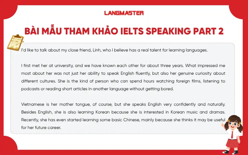 Bài mẫu tham khảo IELTS Speaking Part 2 ngày 17.05.2026