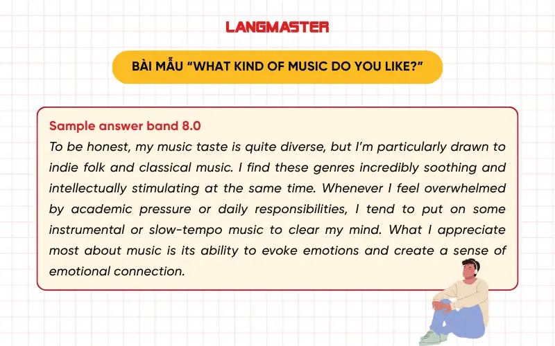 Bài mẫu “What kind of music do you like?” band 8.0