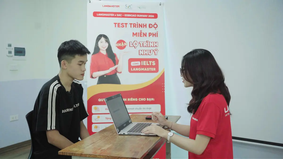 Langmaster mang đến bài test IELTS 4 kỹ năng tại Exbroad Runway 2026