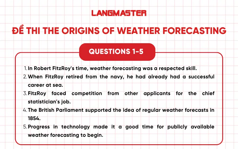 Đề thi The Origins of Weather Forecasting