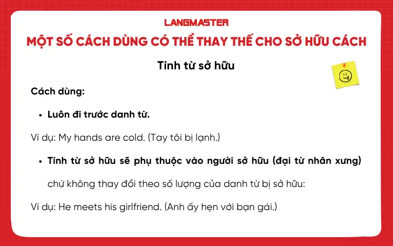 Dùng tính từ sở hữu thay cho sở hữu cách