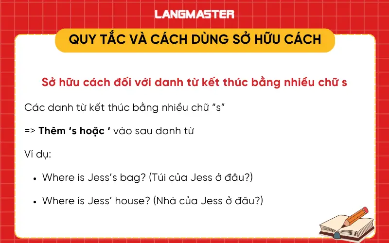 Sở hữu cách đối với danh từ kết thúc bằng nhiều chữ s