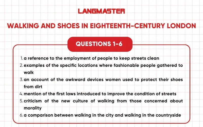 Đề thi Walking and shoes in eighteenth-century London