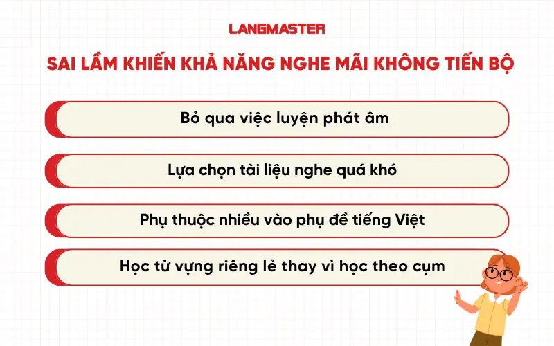 Những sai lầm khiến khả năng nghe mãi không tiến bộ