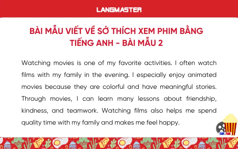 Bài mẫu viết về sở thích xem phim bằng tiếng Anh - bài mẫu 2