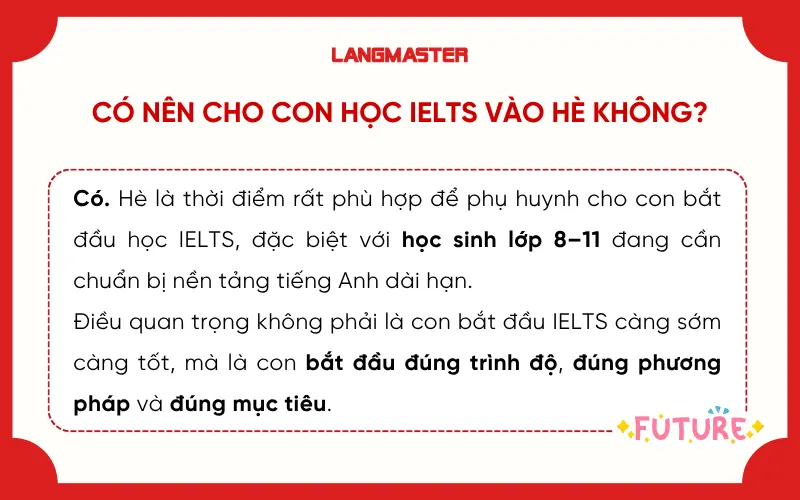 Có nên cho con học IELTS vào hè không?