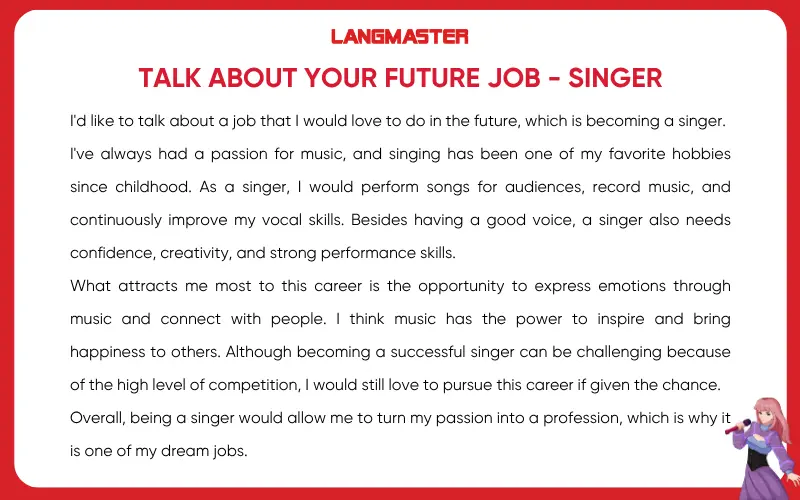 Talk about your future job IELTS Speaking part 2