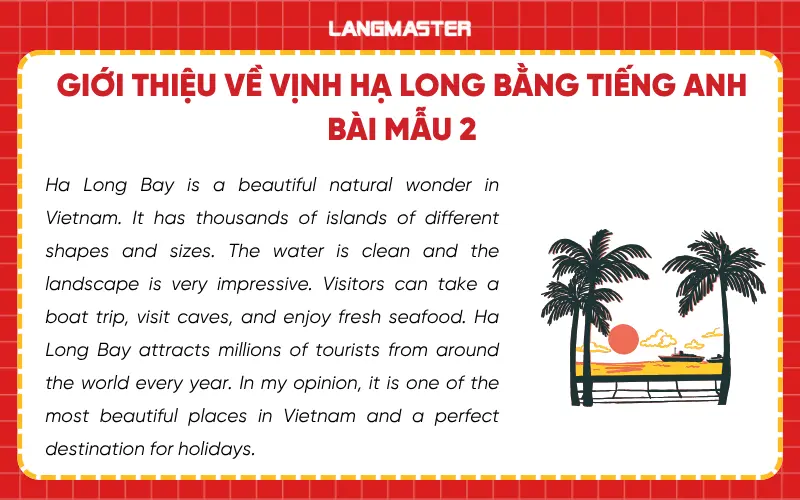 Đoạn văn mẫu về Vịnh Hạ Long bằng tiếng Anh - bài mẫu 2