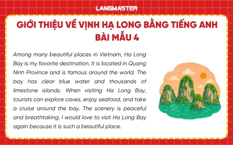 Đoạn văn mẫu về Vịnh Hạ Long bằng tiếng Anh - bài mẫu 4