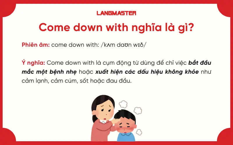 Come down with nghĩa là gì?