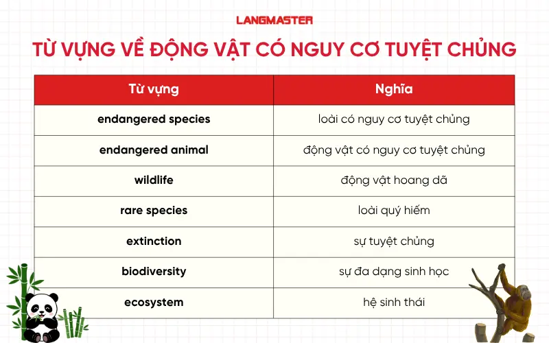 Từ vựng về động vật có nguy cơ tuyệt chủng