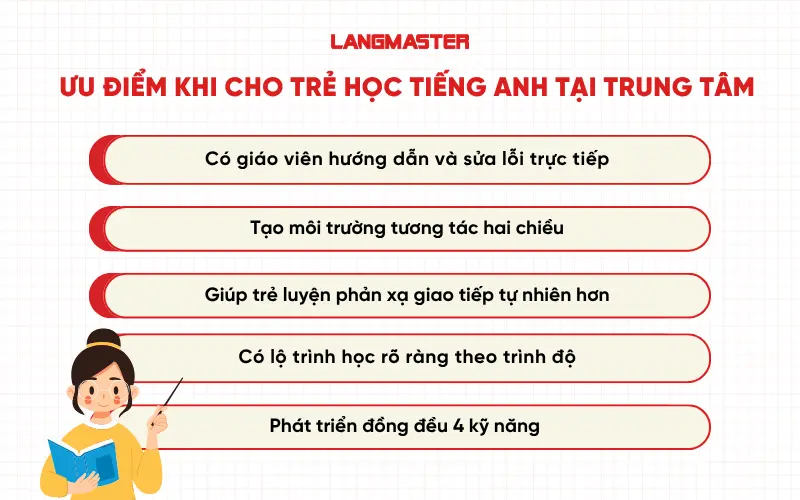 Ưu điểm khi cho trẻ học tiếng Anh tại trung tâm