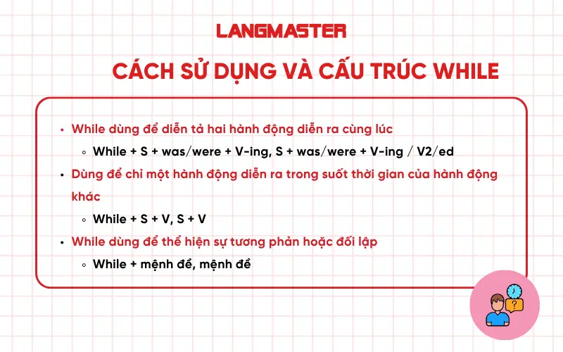 Cách sử dụng và cấu trúc while trong tiếng Anh