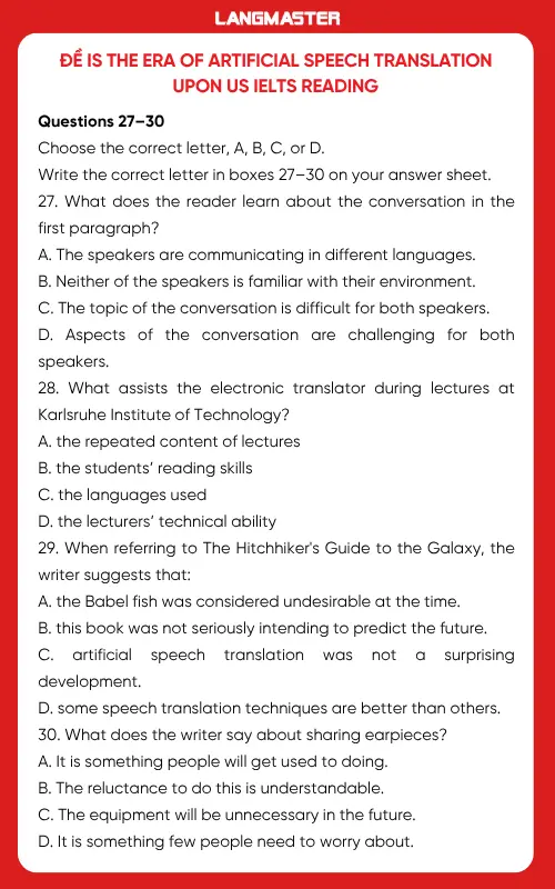 Đề Is the era of artificial speech translation upon us