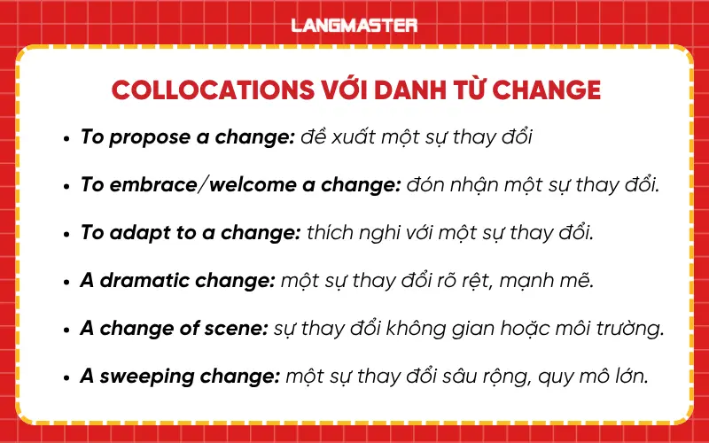 Collocations với danh từ change