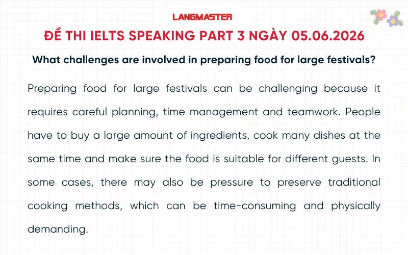 Đề thi IELTS Speaking Part 3 ngày 05.06.2026