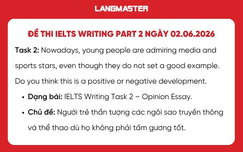 Đề thi IELTS Writing part 2 ngày 02.06.2026