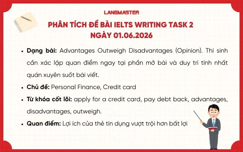Phân tích đề bài IELTS Writing Task 2 ngày 01.06.2026