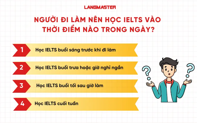 Người đi làm nên học IELTS vào thời điểm nào trong ngày?