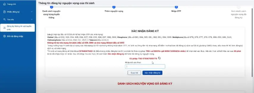 Bước 6: Xác nhận bằng mã OTP và lưu thay đổi