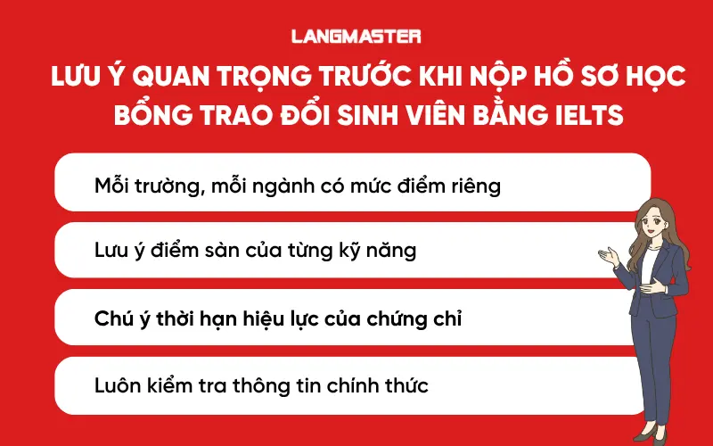 Lưu ý quan trọng trước khi nộp hồ sơ học bổng IELTS trao đổi cho sinh viên