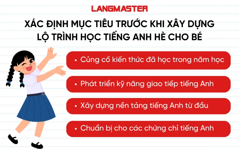 Xác định mục tiêu trước khi xây dựng lộ trình học tiếng Anh hè cho bé