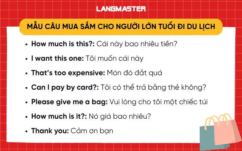 Mẫu câu mua sắm và hỏi giá