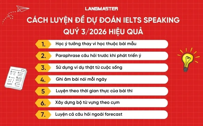 Cách luyện đề dự đoán IELTS Speaking Quý 3/2026 hiệu quả