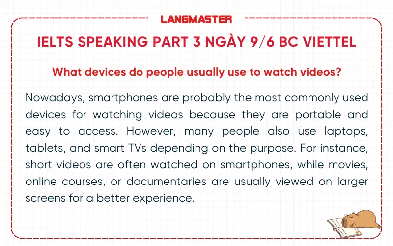 IELTS Speaking part 3 ngày 9/6