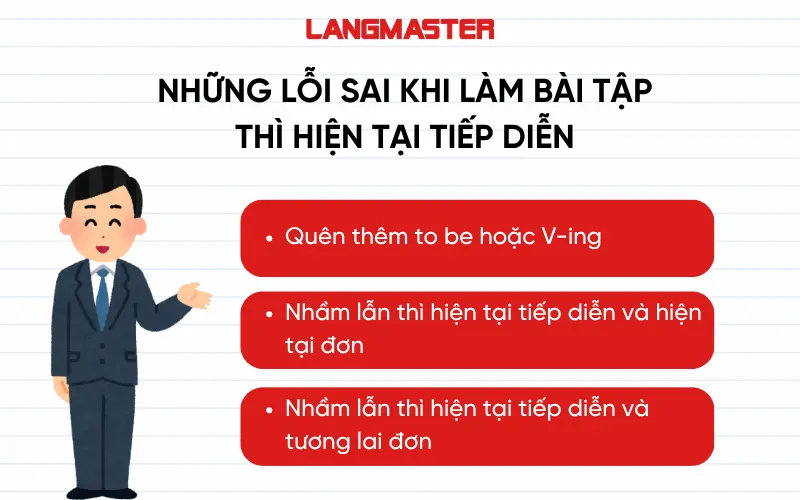 những lỗi sai khi làm bài tập thì hiện tại tiếp diễn