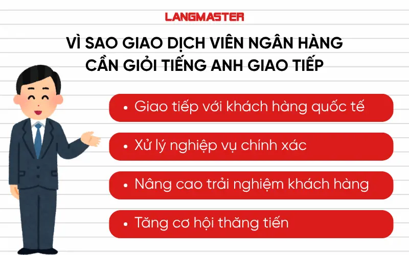 Vì sao giao dịch viên ngân hàng cần giỏi tiếng Anh giao tiếp