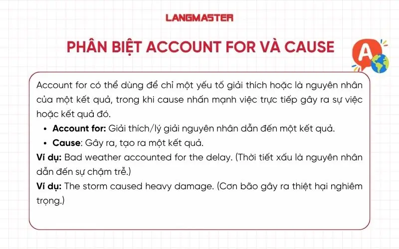 Phân biệt Account for và Cause