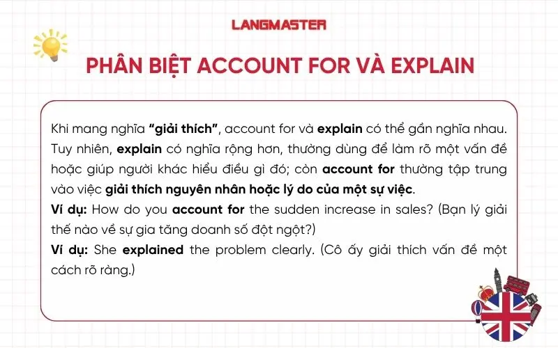 Phân biệt Account for và Explain