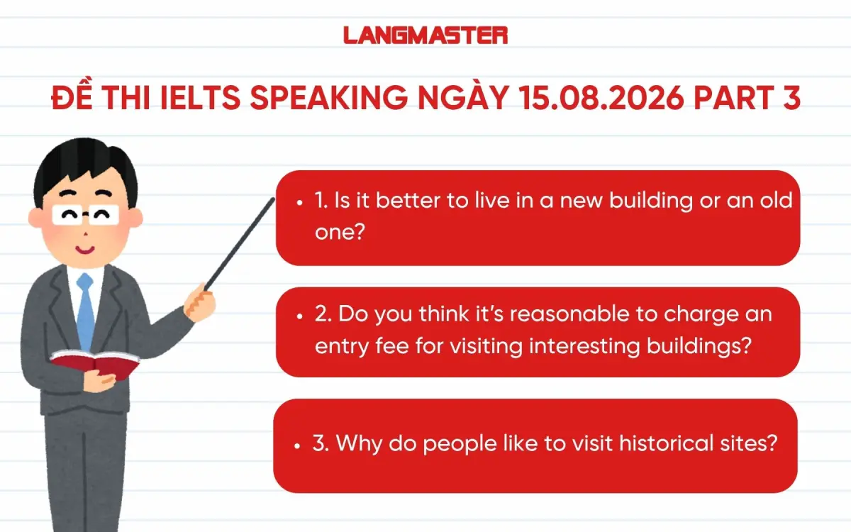 Đề thi IELTS Speaking ngày 15.08.2026 Part 3