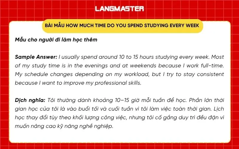 Mẫu cho người đi làm học thêm
