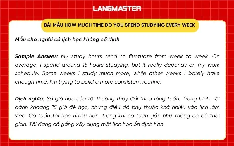 Mẫu cho người có lịch học không cố định