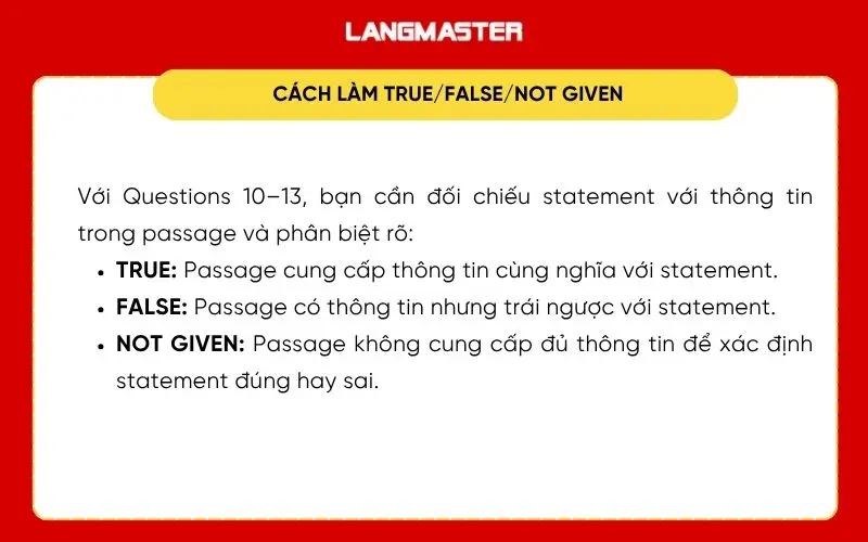 Cách làm True/False/Not Given