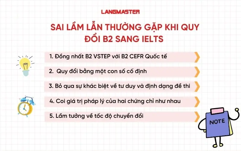 Sai lầm lẫn thường gặp khi quy đổi B2 sang IELTS