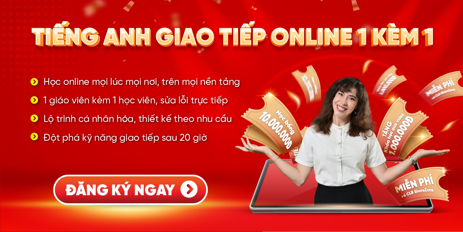 Tiếng Anh giao tiếp trực tuyến 1 kèm 1