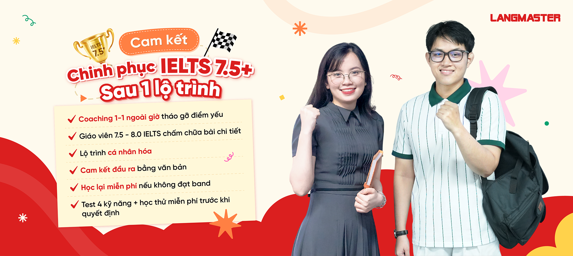Khóa học IELTS cho học sinh, sinh viên tại Langmaster - cam kết chinh phục IELTS 7.5+ sau 1 lộ trình