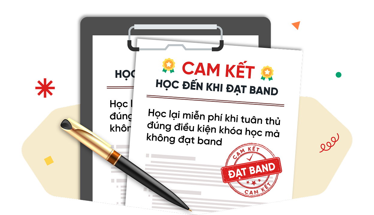Văn bản cam kết học đến khi đạt band: học lại miễn phí khi tuân thủ đúng điều kiện khóa học mà không đạt band